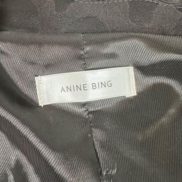 Anine Bing Women’s Size Large Tate Tie Belted Blazer Black Animal Print Jacket - Picture 4 of 8